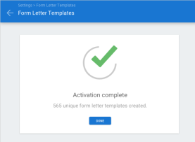 Form Letter Templates Activation Complete